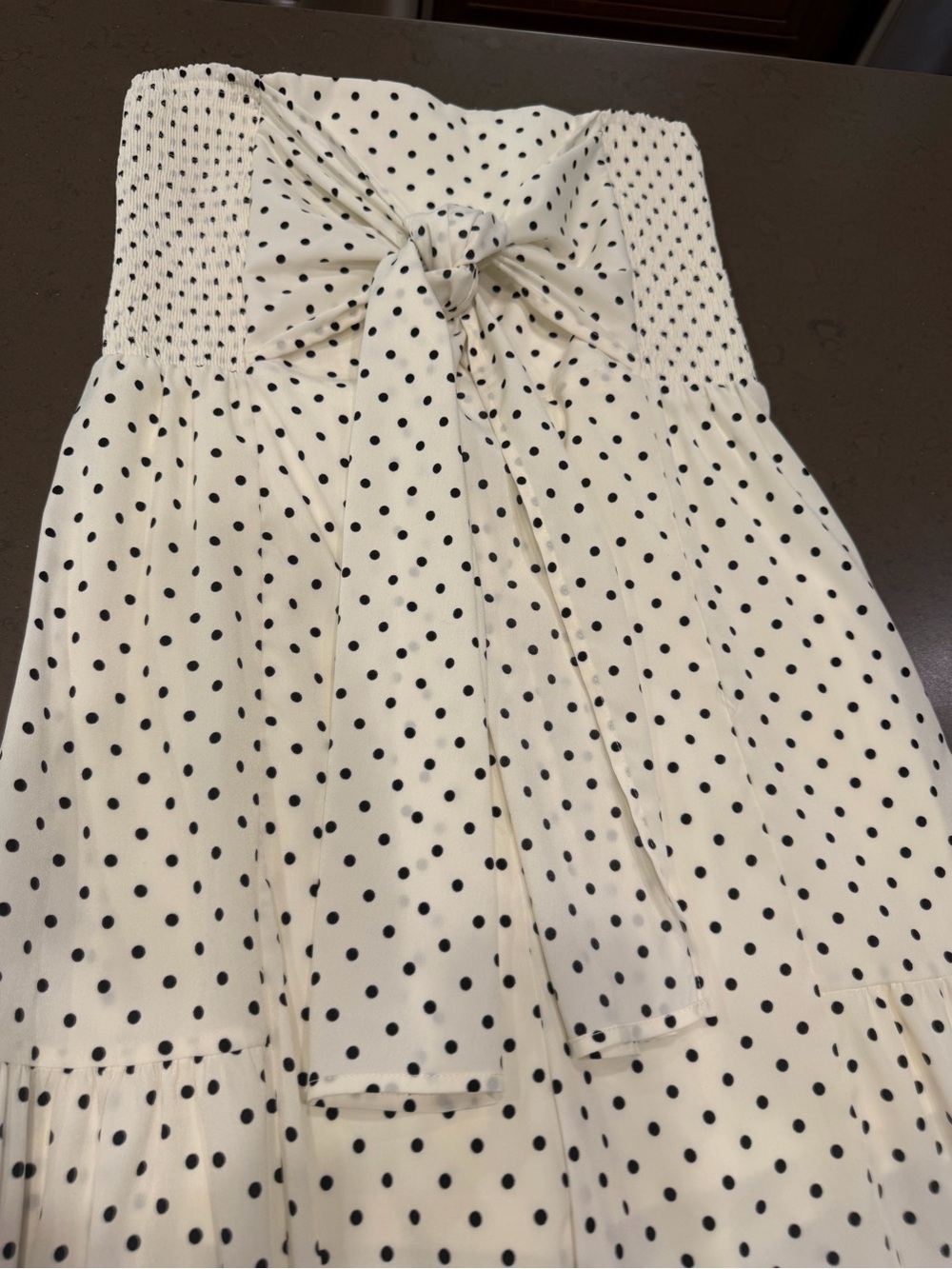 NWOT Cream Polka Dot Strapless Front Tie Jumpsuit Sz: XL - Picture 10 of 16